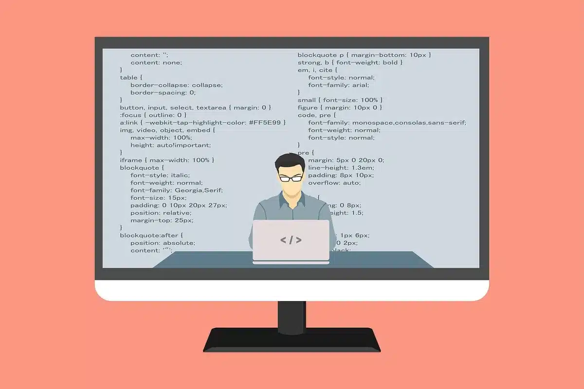 Écran d'ordinateur affichant du code et des icônes d'IA pour illustrer les enjeux technologiques