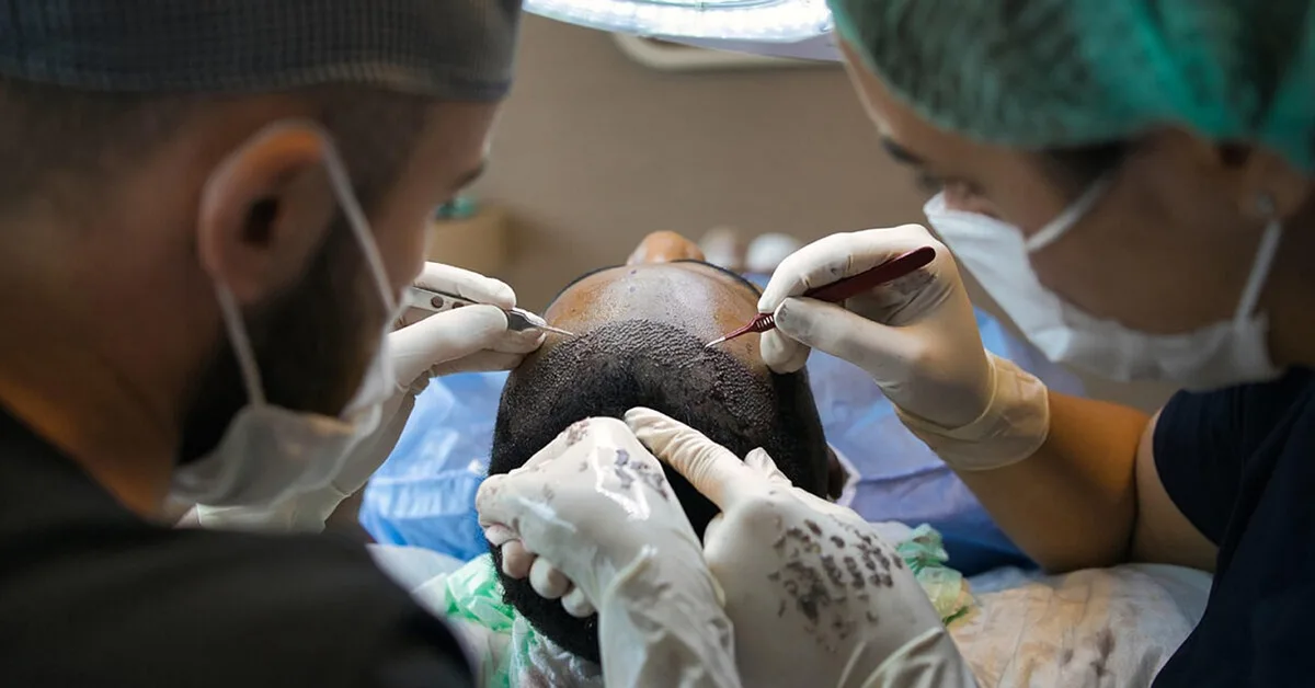 Procédure de transplantation capillaire avec extraction de follicules pour greffe