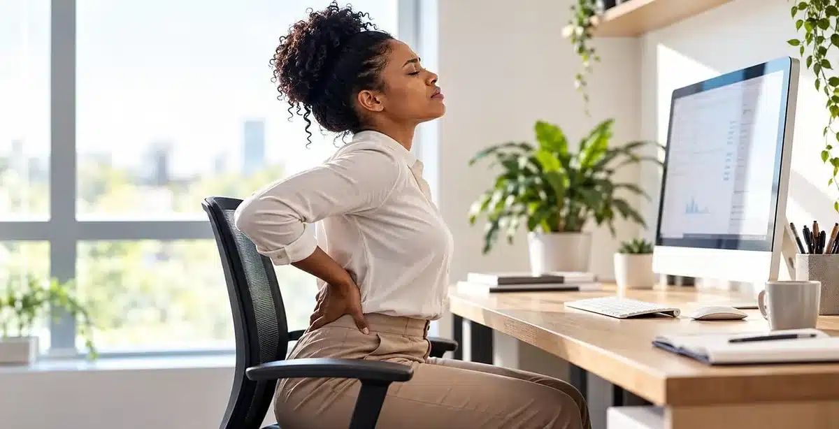 Poste de travail assis-debout près d'une fenêtre, clavier et écran